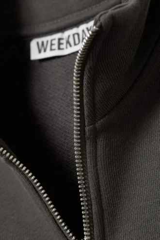 Fitted Cotton Track Jacket – Dark Grey