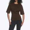 Fitted Dart Detail T-Shirt – Dark Brown