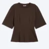 Fitted Dart Detail T-Shirt – Dark Brown