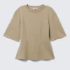 Fitted Dart Detail T-Shirt – Light Khaki Green