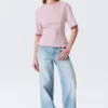 Fitted Dart Detail T-Shirt – Light Pink