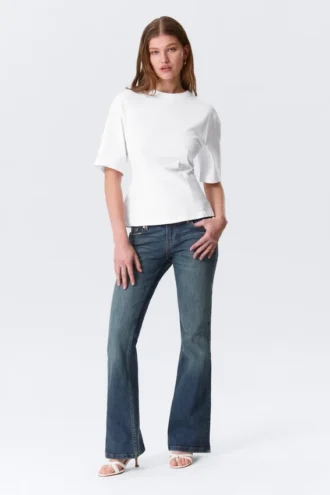 Fitted Dart Detail T-Shirt – White