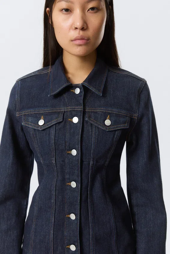Fitted Denim Jacket – Blue Rinse – Dark Blue Fitted Denim Jacket – Blue Rinse – Dark Blue