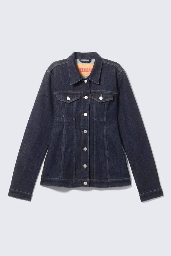 Fitted Denim Jacket – Blue Rinse – Dark Blue Fitted Denim Jacket – Blue Rinse – Dark Blue