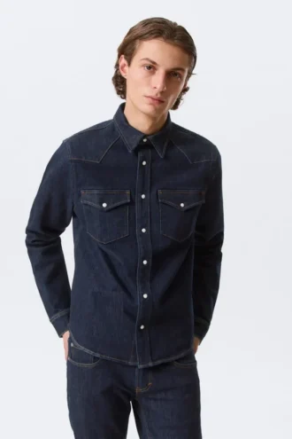 Fitted Denim Shirt – Blue Rinse – Dark Blue
