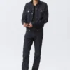 Fitted Denim Trucker Jacket – Blue Rinse – Dark Blue Fitted Denim Trucker Jacket – Blue Rinse – Dark Blue
