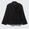Fitted Double-Breasted Blazer – Black Fitted Double-Breasted Blazer – Black
