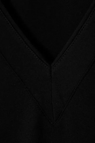 Fitted Flare-Sleeved V-Neck Top – Black