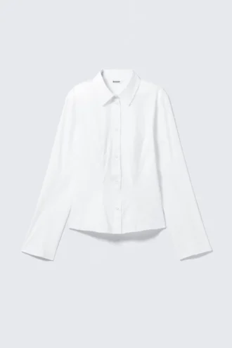 Fitted Long-Sleeved Cotton Shirt – White