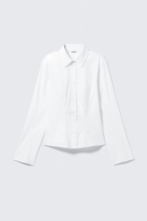 Fitted Long-Sleeved Cotton Shirt – White Fitted Long-Sleeved Cotton Shirt – White