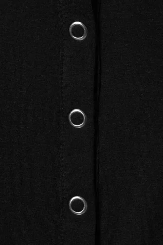 Fitted Long-Sleeved Henley Top – Black