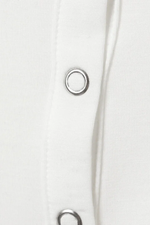 Fitted Long-Sleeved Henley Top – White Fitted Long-Sleeved Henley Top – White