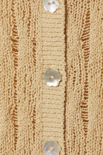 Fitted Long-Sleeved Knitted Cardigan – Beige