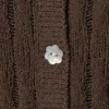 Fitted Long-Sleeved Knitted Cardigan – Dark Brown Fitted Long-Sleeved Knitted Cardigan – Dark Brown