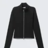 Fitted Long-Sleeved Mock-Neck Zip Top – Black Fitted Long-Sleeved Mock-Neck Zip Top – Black