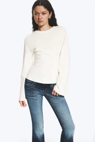 Fitted Long-Sleeved Top – Dusty White