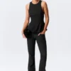 Fitted Nylon Peplum Top – Black Fitted Nylon Peplum Top – Black