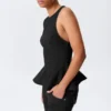 Fitted Nylon Peplum Top – Black Fitted Nylon Peplum Top – Black