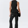Fitted Nylon Peplum Top – Black Fitted Nylon Peplum Top – Black