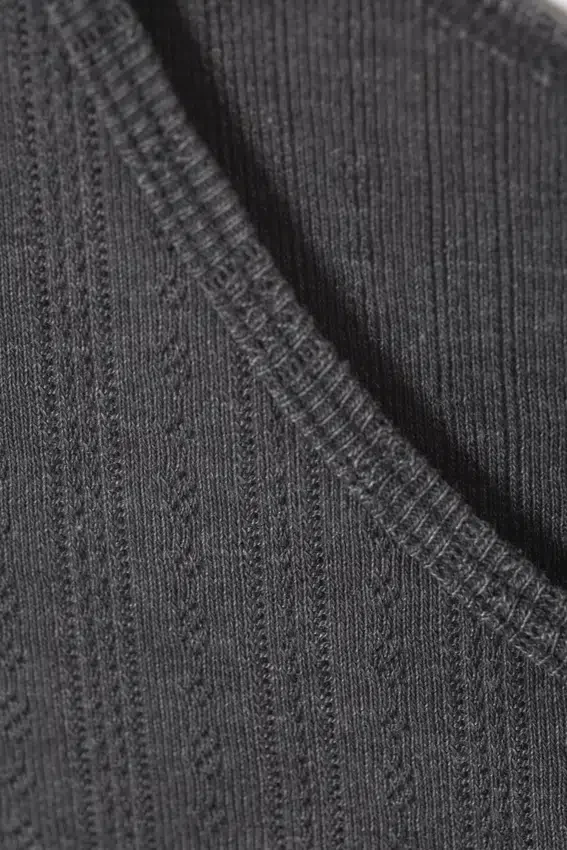 Fitted Pointelle Tank Top – Anthracite Fitted Pointelle Tank Top – Anthracite