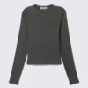 Fitted Raglan-Sleeved Top – Dark Grey Fitted Raglan-Sleeved Top – Dark Grey