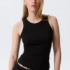 Fitted Rib Tank Top – Black Fitted Rib Tank Top – Black