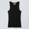 Fitted Rib Tank Top – Black Fitted Rib Tank Top – Black