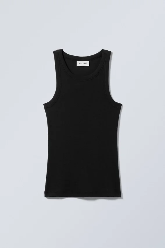 Fitted Rib Tank Top – Black Fitted Rib Tank Top – Black