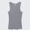 Fitted Rib Tank Top – Grey Fitted Rib Tank Top – Grey