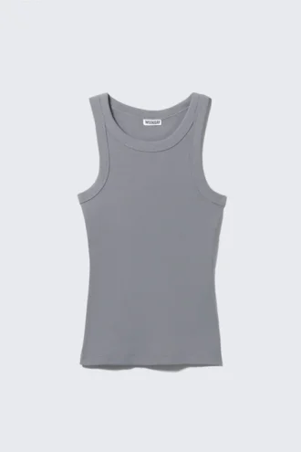Fitted Rib Tank Top – Grey