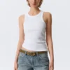 Fitted Rib Tank Top – White Fitted Rib Tank Top – White