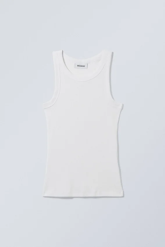 Fitted Rib Tank Top – White Fitted Rib Tank Top – White