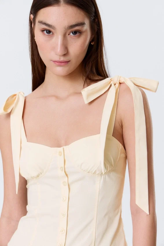 Fitted Ribbon Corset Top – Off-White Fitted Ribbon Corset Top – Off-White
