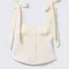 Fitted Ribbon Corset Top – Off-White Fitted Ribbon Corset Top – Off-White