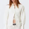 Fitted Ruched Waist Shirt – White Fitted Ruched Waist Shirt – White