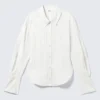 Fitted Ruched Waist Shirt – White Fitted Ruched Waist Shirt – White