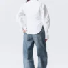 Fitted Ruched Waist Shirt – White Fitted Ruched Waist Shirt – White