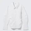 Fitted Ruched Waist Shirt – White Fitted Ruched Waist Shirt – White