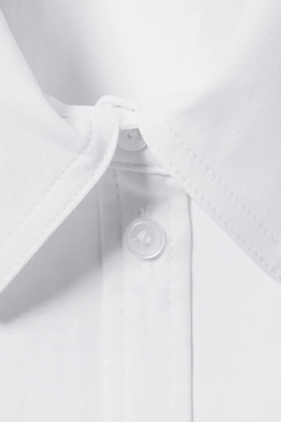 Fitted Ruched Waist Shirt – White Fitted Ruched Waist Shirt – White