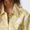 Fitted Ruched Waist Shirt – Yellow Floral Print Fitted Ruched Waist Shirt – Yellow Floral Print