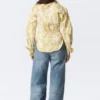 Fitted Ruched Waist Shirt – Yellow Floral Print Fitted Ruched Waist Shirt – Yellow Floral Print