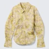 Fitted Ruched Waist Shirt – Yellow Floral Print Fitted Ruched Waist Shirt – Yellow Floral Print