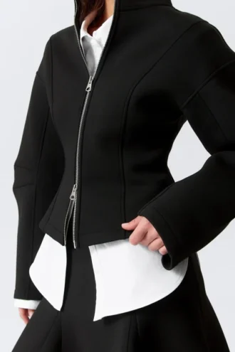 Fitted Scuba Zip Jacket – Black