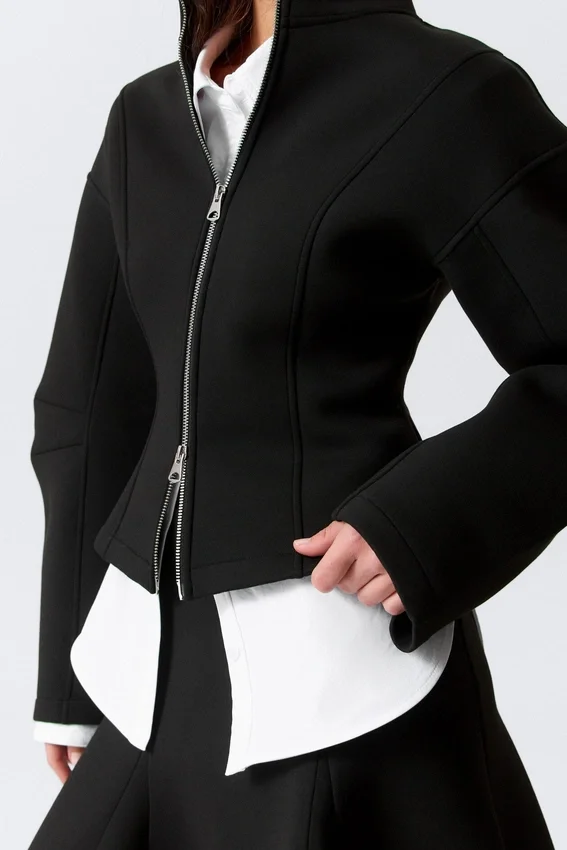 Fitted Scuba Zip Jacket – Black Fitted Scuba Zip Jacket – Black