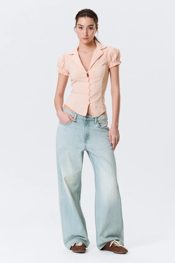 Fitted Short-Sleeved Resort Shirt – Striped Peachy Pink Fitted Short-Sleeved Resort Shirt – Striped Peachy Pink