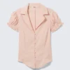 Fitted Short-Sleeved Resort Shirt – Striped Peachy Pink Fitted Short-Sleeved Resort Shirt – Striped Peachy Pink
