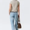 Fitted Short-Sleeved Zip Top – Beige Fitted Short-Sleeved Zip Top – Beige