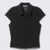 Fitted Short-Sleeved Zip Top – Black Fitted Short-Sleeved Zip Top – Black