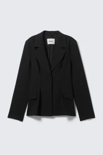 Fitted Single-Breasted Blazer – Black
