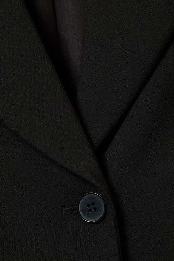 Fitted Single-Breasted Blazer – Black Fitted Single-Breasted Blazer – Black